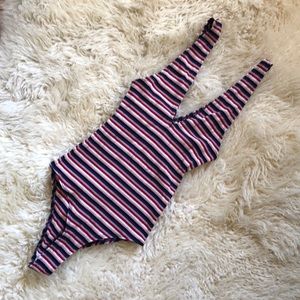 Reformation striped body suit